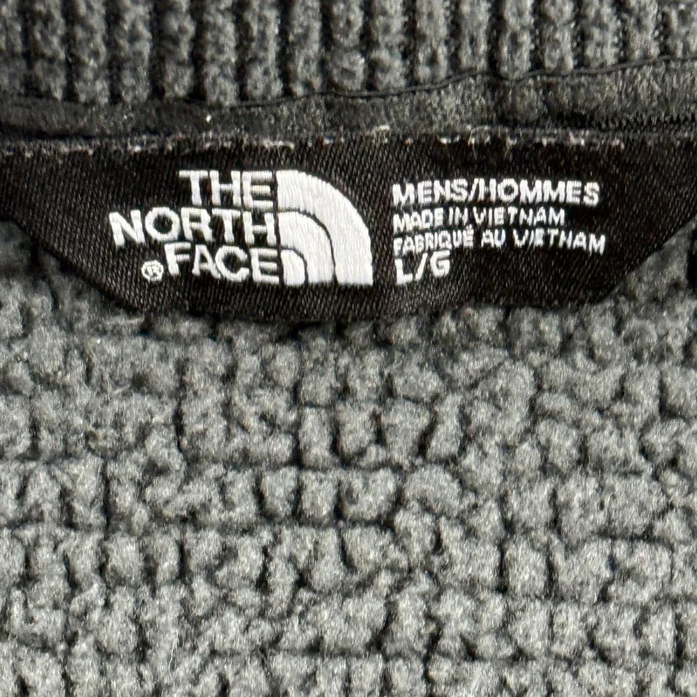 The North Face Mens L Grey Waffle Knit Quarter Zip Fleece Pullover Defect